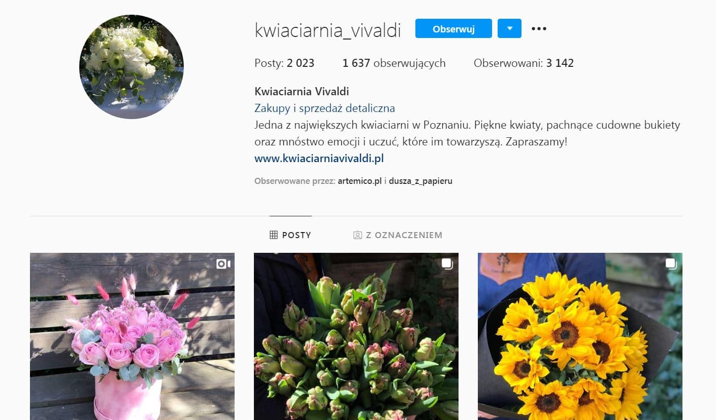 załóż konto na Facebooku albo Instagramie dla kwiaciarni