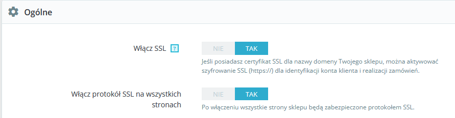 certyfikat SSL w PrestaShop